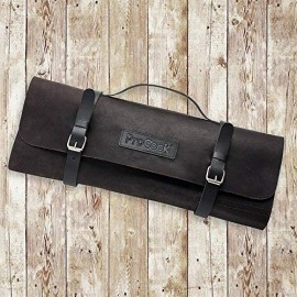 ProCook Messer-Rolltasche aus Leder - Messertasche - Messeraufbewahrung - 8 Fächer - aus echtem Leder - unbestückt