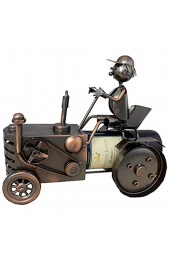 Brubaker Weinflaschenhalter Traktor mit Traktorfahrer Deko-Objekt Metall Flaschenständer mit Grußkarte für Weingeschenk