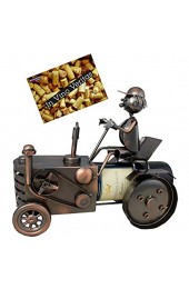 Brubaker Weinflaschenhalter Traktor mit Traktorfahrer Deko-Objekt Metall Flaschenständer mit Grußkarte für Weingeschenk