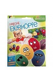 Ostern - Eierfarbe FRECHE EIERKÖPFE mit Eierbechern und Aufklebern (5 Farben / 13 - tlg.) KOMPLETT - SET