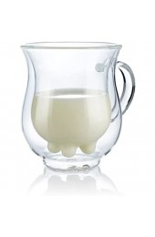 Cucina di Modena Milchglas: Doppelwandige Milchtasse mit witzigem Euterdesign 200 ml (Kuhtasse)