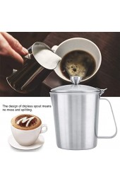 GOTOTOP Milchkännchen Milchkrug aus Edelstahl Milchkännchen zur Herstellung von Kaffee-Cappuccino Latte-Kaffeekanne mit Griffdeckel für die Büroküche(1000ML)