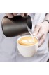 OneChois Milchkännchen 350 ml Milk Pitcher Edelstahl milchkanne Aufschäumkännchen Kaffee Creamer Milch Aufschäumer Kännchen Tasse with Latte Art\' Pen perfekt für Barista Cappuccino Espresso (350ML)