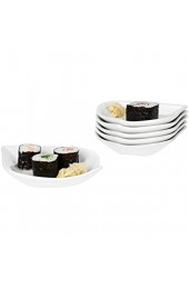Van Well 6-TLG. Schalen-Set Büfett blattförmig | Amuse-Bouche Servier-Schälchen | Sushi Snack & Dessert | Porzellan-Schälchen | weiß | Gastro