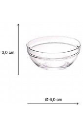 Viva Haushaltswaren #12710# 6 x Mini-Schüssel aus Glas (Ø 6cm) als Glasschälchen sowie als Dipschale Dessertschale Tapasschale geeignet (inkl. kleiner Holzschaufel 7 5cm)