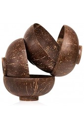 Ines Kuehne Vegan - Kokosnuss Schalen mit Standfuß - 4 Set - für Buddha Bowls Müsli oder Dekoration - handgemacht und umweltfreundlich Coconut Bowls