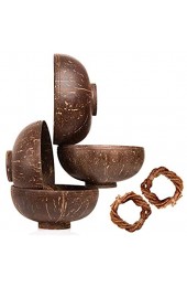 Ines Kuehne Vegan - Kokosnuss Schalen mit Standfuß - 4 Set - für Buddha Bowls Müsli oder Dekoration - handgemacht und umweltfreundlich Coconut Bowls
