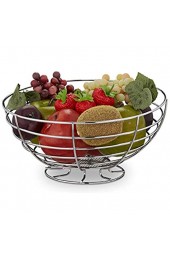 Relaxdays Obstschale für Gemüse Brot & Obst stehend rund Küche modern Obstkorb Metall HxD: 12 x 24 5 cm silber 10030055