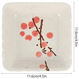 BESTonZON 4 Stücke Saucenschalen Keramik Schälchen Sushi-Dip Saucenschälchen Rechteckig Dippschalen Schüsselchen Servierschalen für Vorspeise Snack Sushi Sojasauce Blumen Muster