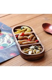GUANGE Integrierte hölzerne Dip-Schalen mit 3 Fächern Retro-Gewürzschalen aus Holz Sauce-Holzschalen für Snack-Sushi-Obst-Vorspeisen-Dessert Akazienholz