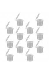 Hemoton 200 Stück 27ML Mini Einwegbecher mit Deckel Kunststoff Transparent Jello Shot Cups Runde Marmeladenschälchen Einwegprobierschalen für Restaurants Dips Salsa Soßen