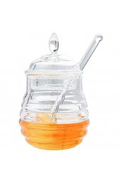 Honigglas und Schöpflöffel-Set 245 ml transparenter Honigtopf mit Deckel zur Aufbewahrung von Honig und Sirup