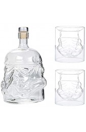 JUSSES Kreative Whiskykaraffe transparent für Whisky Wodka und Wein 1 x Stormtrooper Flasche (750 ml) und Stormtrooper 2 Gläser (8 5 x 9 5 x 9 cm)
