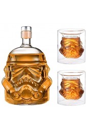 JUSSES Kreative Whiskykaraffe transparent für Whisky Wodka und Wein 1 x Stormtrooper Flasche (750 ml) und Stormtrooper 2 Gläser (8 5 x 9 5 x 9 cm)