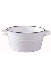 JLWM Suppenschüssel Suppenschüsseln Mit Griffen Keramik Creative Salat Nudel Instant-Nudeln Frühstück Verbrühungsschutz-Weiß-1000ML