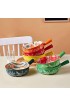 Sywlwxkq Suppenschüssel mit Griff Japanische Art 720ML Suppentassen in China Porzellan Keramikofen Mikrowellengeeignete mikrowellengeeignete Küche für Nudeln Frühstück Obst Obst-Pfirsich-Grün