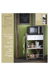 habeig Küchenwagen Basalt #480 mit Weiss Küchentrolley Schublade Küchenschrank Küchenhelfer