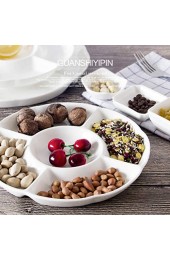 BESTonZON Dip/Snack Schalen Rundes Plastik Tablett Lebensmittel Obst Süßigkeiten Tablett Vorspeise Servierplatte mit 5 Fach (9 Zoll 23 x 2 8 Weiß)