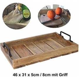 LS-LebenStil XL Mango-Holz Serviertablett 46x31x8cm Griff-Tablett Betttisch Betttablett