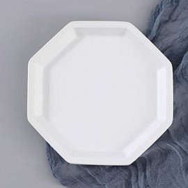 HEMOTON Matte 8-Zoll-achteckige Platte Teller Schatzkuchen Obstteller (matt weiß) Küche