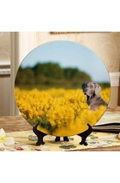 Hund in den schönen Blumenfeldern Farbe dekorative Platten dekorierte Platten Home Wobble-Platte mit Display Stand Dekoration Haushalt dekorative Display-Platten