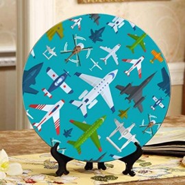 Unterschiedliches Design des Flugzeugs Keramikplatte Dekor Dekorierte Platten Home Wobble-Platte Mit Display Stand Dekoration Haushalt Dekorieren Platte