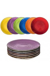 esto24 Design 6er Set Kuchenteller Dessertteller ESS Teller Keramik 19cm tollen Farben ( Bunt)