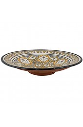 Orientalische Keramikschale Keramikteller Rund Amber Ø 40cm Groß | farbige marokkanische Keramik Schale Teller bunt aus Marokko | Orient große Keramikschalen flach Geschirr orientalisch handbemalt