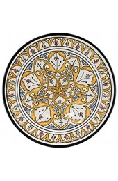 Orientalische Keramikschale Keramikteller Rund Amber Ø 40cm Groß | farbige marokkanische Keramik Schale Teller bunt aus Marokko | Orient große Keramikschalen flach Geschirr orientalisch handbemalt