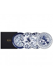 TOKYO design studio Flora Japonica 4-er Teller-Set blau-weiß Ø 20 6 cm ca. 2 2 cm hoch asiatisches Porzellan Japanisches Blumen-Design inkl. Geschenk-Verpackung
