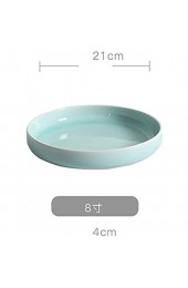 wangmingzhuanmai Keramikplatte Seladon Tiefe Schale runde Platte Home Dining Platte Obstteller Pflaumengrün 8 Zoll