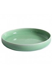 wangmingzhuanmai Keramikplatte Seladon Tiefe Schale runde Platte Home Dining Platte Obstteller Pflaumengrün 8 Zoll