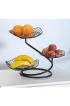 JUNGEN Obstkörbe Obst Etagere 3 stöckig Metall DREI Etagen Lotus Blatt für die Küche Wohnzimmer Obst aussortieren Obstkuchen Obstschale (schwarz 3 stöckig)