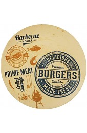 2 Stück _ große Teller - Bambus - Barbecue Burger - Retro - blau - Speiseteller - Ø 25 cm - BPA frei - Bambusfasern - FLACH - mehrweg für Erwachsene & Kinder ..