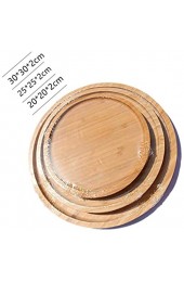BIGBOBA Essteller runder Bambusteller Teller Aus Holz Kinder-Essteller Suppenteller Salatteller 25 × 25 × 2cm