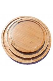 BIGBOBA Essteller runder Bambusteller Teller Aus Holz Kinder-Essteller Suppenteller Salatteller 25 × 25 × 2cm