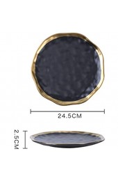 DAGONGREN Western-Schale-Gold-Side Keramik-Geschirr for Familienteller Black Gold Keramik West Dish Heim (Color : B Size : 24.5 * 24.5 * 2.5CM)