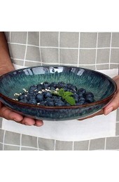 LILICEN Vintage Ink Grün Keramiknapf Ramen-Schüssel Kreative Deep Dish 8 Zoll Obstteller Salatteller