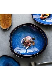 Speiseteller Keramische Westernplatte Unregelmäßige Salatschale Restaurant personalisierte Geschirr Japanische Gebäck-Tablett Mikrowellenheizung möglich (Color : Blue Size : 8.3 inches)