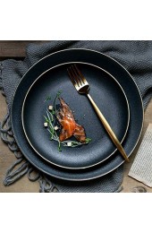 zvcv Porzellan Teller Familienfeier und Küche Restaurant Verwendung | Geschirr im Goldstil im nordischen Stil 2er-Set | 8/10 Zoll
