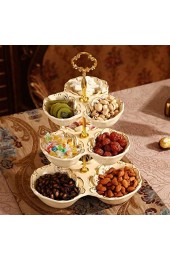 zvcv Snack Obstteller Keramik Obstteller Dreischichtiger Dessertteller Kuchenteller Mehrschichtiger Teigteller Wohnzimmer Candy Tray Shelf