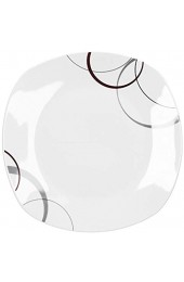 Kombiservice Palazzo 62tlg. - weißes Porzellan mit Kreise- Dekor in grau und dunkelrot - für 6 Personen