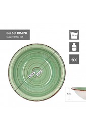 MamboCat Teller-Set Rimini für 6 Personen | Suppenteller Tief | 650 ml | Salat-Teller | Runde Servier-Schale | Steingut-Schüssel | Handbemalt | Mehrfarbig