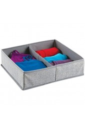 mDesign Stoffbox für Schrank oder Schublade 2 Fächer – die ideale Aufbewahrungsbox (Stoff) – flexibel verwendbare Stoffkiste – Farbe: grau
